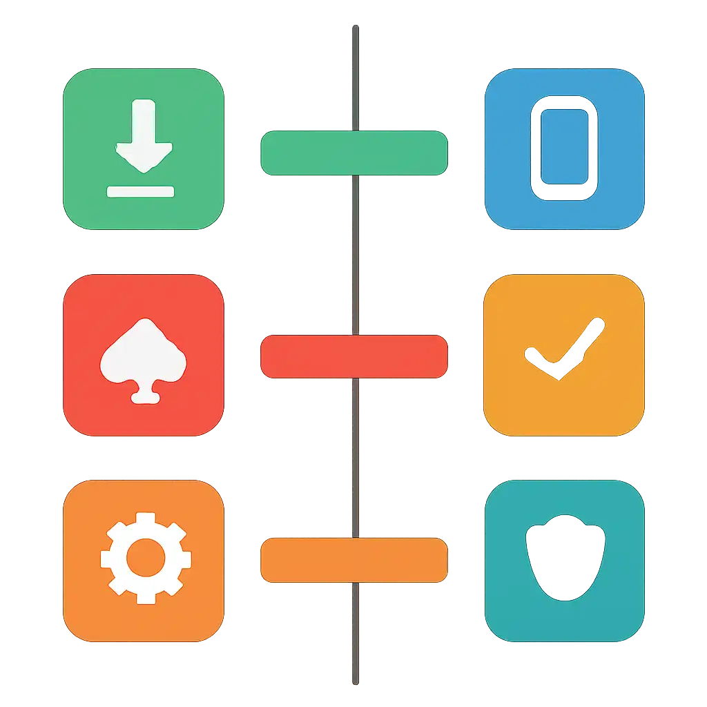 Infographic comparing options using coloured bars and, Rummy Wealth: Download and Install on Android