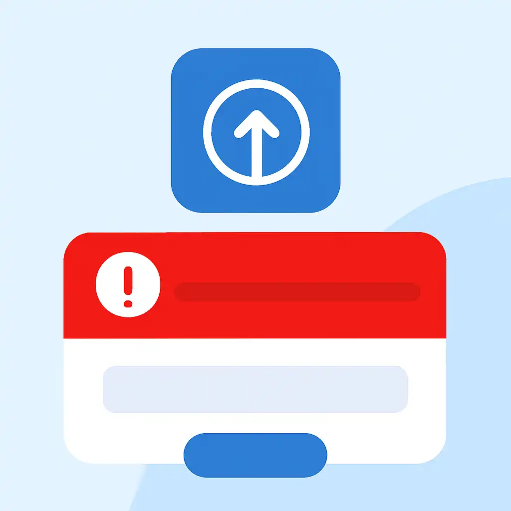 Close-up of button or form field for app update problems, Rummy Wealth